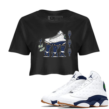 13s Midnight Navy shirts to match jordans Devil Babies sneaker match tees Air Jordan 13 Midnight Navy SNRT Sneaker Release Tees unisex cotton Black 1 Crop Shirts