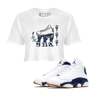13s Midnight Navy shirts to match jordans Devil Babies sneaker match tees Air Jordan 13 Midnight Navy SNRT Sneaker Release Tees unisex cotton White 1 Crop Shirts