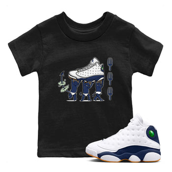 13s Midnight Navy shirts to match jordans Devil Babies sneaker match tees Air Jordan 13 Midnight Navy SNRT Sneaker Release Tees Youth Baby Black 1 crew neck shirts