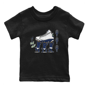 13s Midnight Navy shirts to match jordans Devil Babies sneaker match tees Air Jordan 13 Midnight Navy SNRT Sneaker Release Tees Youth Baby Black 2 crew neck shirts