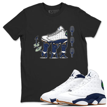 13s Midnight Navy shirts to match jordans Devil Babies sneaker match tees Air Jordan 13 Midnight Navy SNRT Sneaker Release Tees unisex cotton Black 1 crew neck shirts