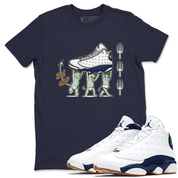 13s Midnight Navy shirts to match jordans Devil Babies sneaker match tees Air Jordan 13 Midnight Navy SNRT Sneaker Release Tees unisex cotton Navy 1 crew neck shirts