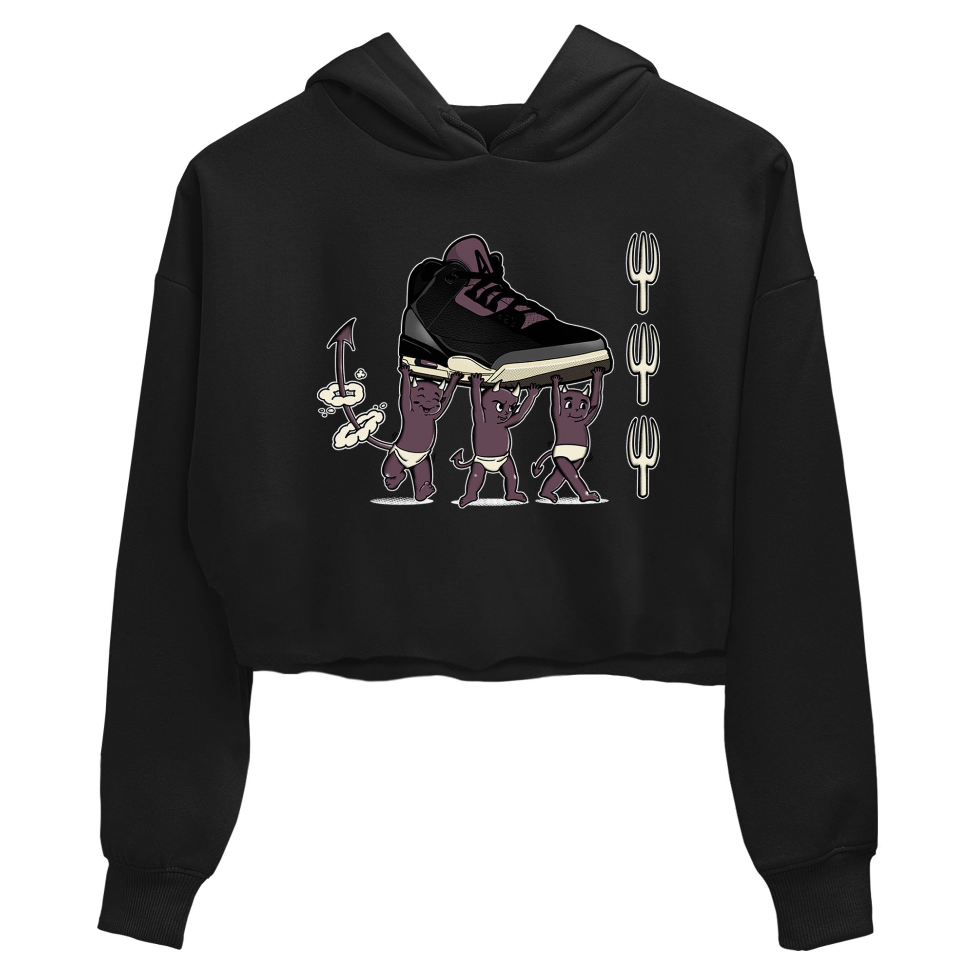 Air Jordan 3 A Ma Maniere Black shirts to match jordans Devil Babies sneaker match tees Air Jordan 3 A Ma Maniere x Black And Flat Pewter SNRT Sneaker Release Tees unisex cotton Black 2 Crop Shirts