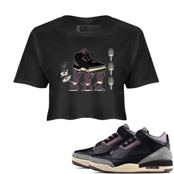 Air Jordan 3 A Ma Maniere Black shirts to match jordans Devil Babies sneaker match tees Air Jordan 3 A Ma Maniere x Black And Flat Pewter SNRT Sneaker Release Tees unisex cotton Black 1 Crop Shirts
