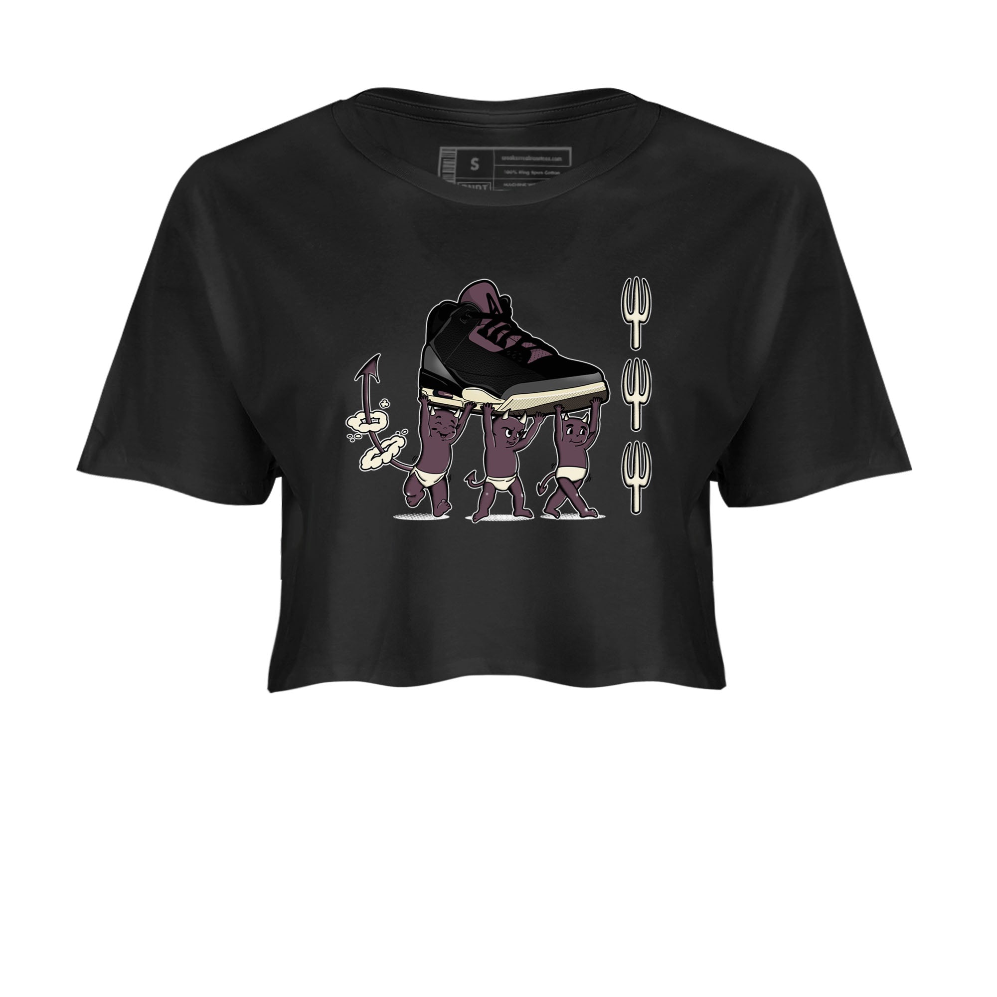 Air Jordan 3 A Ma Maniere Black shirts to match jordans Devil Babies sneaker match tees Air Jordan 3 A Ma Maniere x Black And Flat Pewter SNRT Sneaker Release Tees unisex cotton Black 2 Crop Shirts