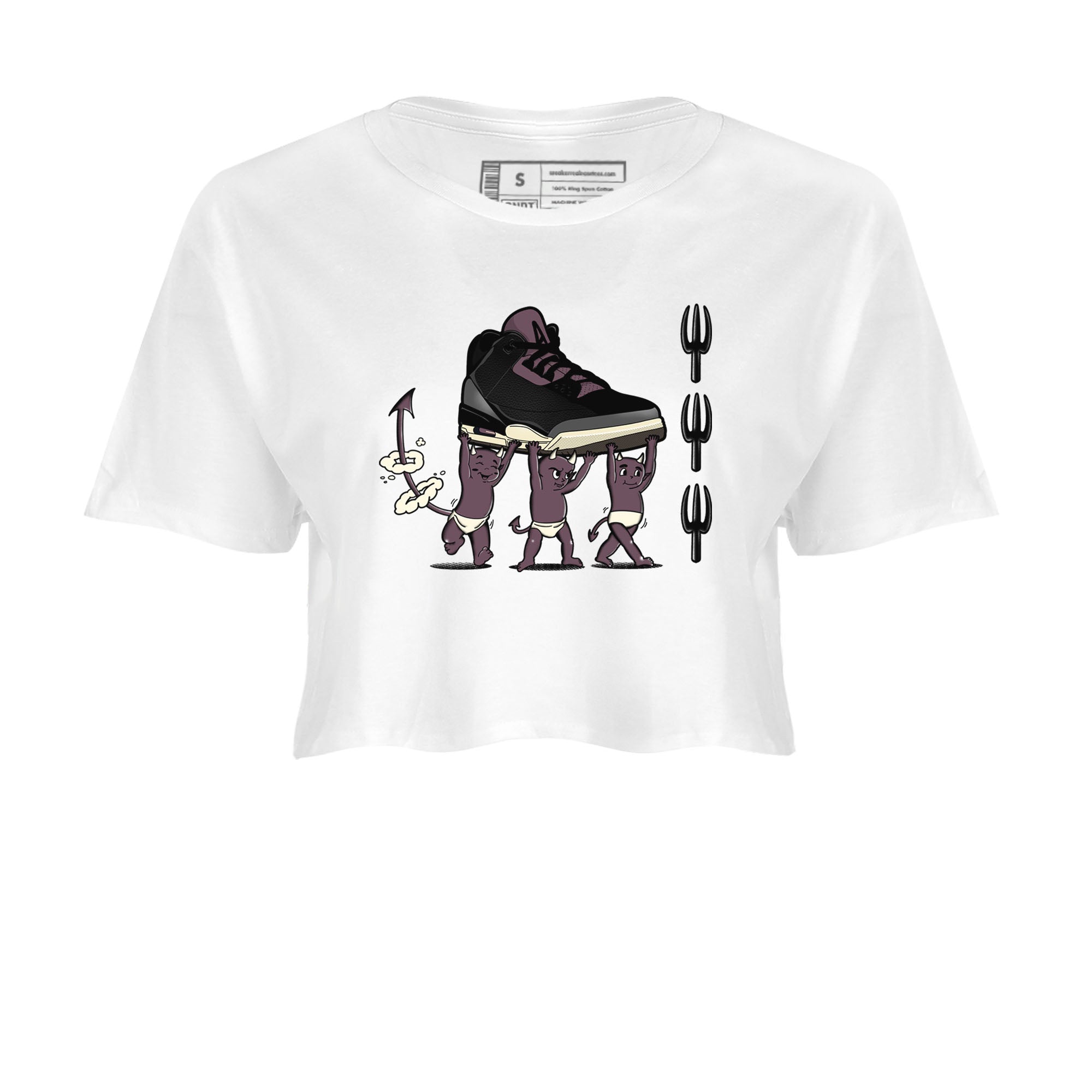 Air Jordan 3 A Ma Maniere Black shirts to match jordans Devil Babies sneaker match tees Air Jordan 3 A Ma Maniere x Black And Flat Pewter SNRT Sneaker Release Tees unisex cotton White 2 Crop Shirts