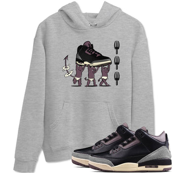 Air Jordan 3 A Ma Maniere Black shirts to match jordans Devil Babies sneaker match tees Air Jordan 3 A Ma Maniere x Black And Flat Pewter SNRT Sneaker Release Tees unisex cotton Heather Grey 1 crew neck shirts