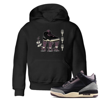 Air Jordan 3 A Ma Maniere Black shirts to match jordans Devil Babies sneaker match tees Air Jordan 3 A Ma Maniere x Black And Flat Pewter SNRT Sneaker Release Tees Youth Baby Black 1 crew neck shirts