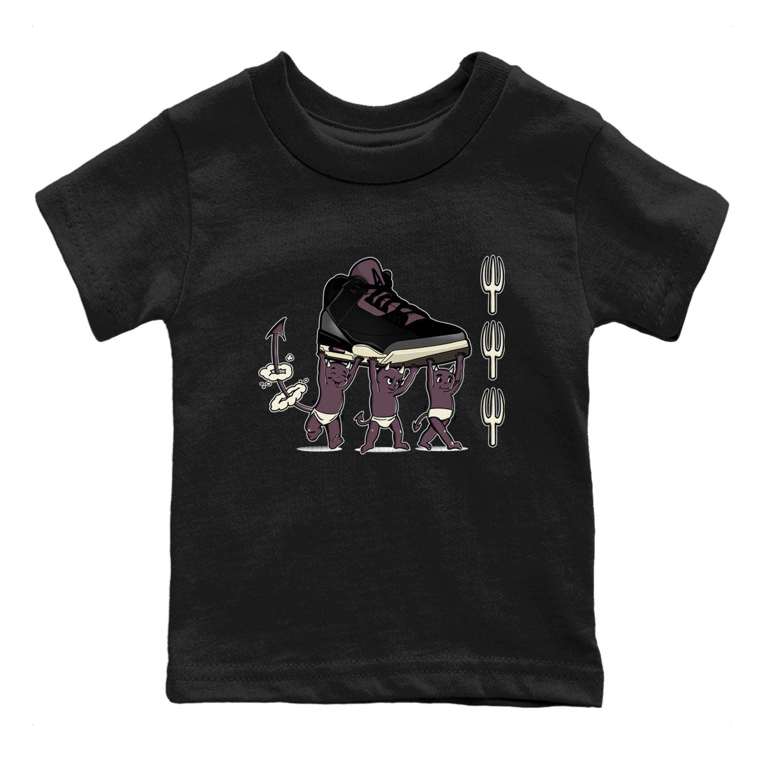 Air Jordan 3 A Ma Maniere Black shirts to match jordans Devil Babies sneaker match tees Air Jordan 3 A Ma Maniere x Black And Flat Pewter SNRT Sneaker Release Tees Youth Baby Black 2 crew neck shirts