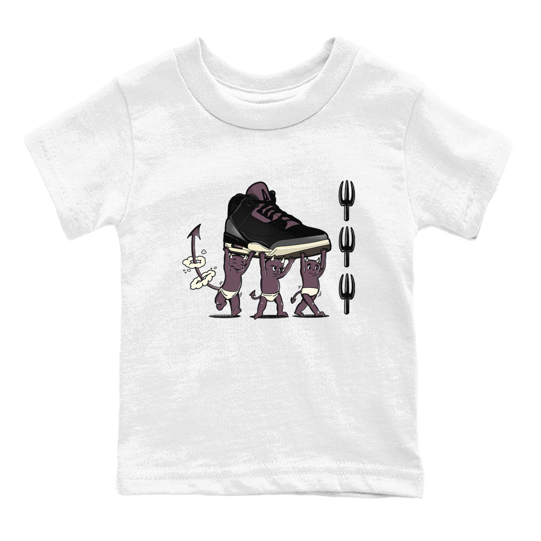 Air Jordan 3 A Ma Maniere Black shirts to match jordans Devil Babies sneaker match tees Air Jordan 3 A Ma Maniere x Black And Flat Pewter SNRT Sneaker Release Tees Youth Baby White 2 crew neck shirts