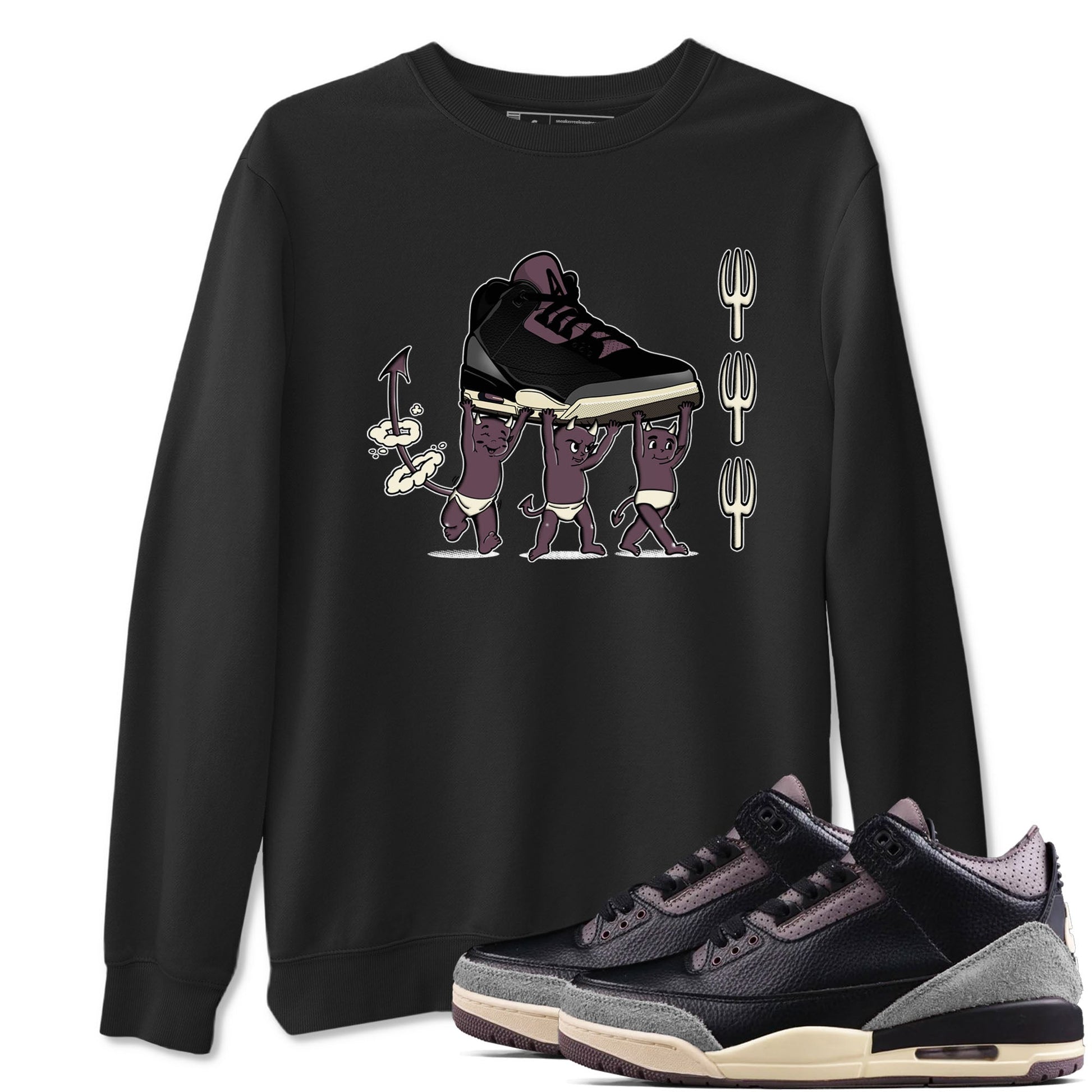 Air Jordan 3 A Ma Maniere Black shirts to match jordans Devil Babies sneaker match tees Air Jordan 3 A Ma Maniere x Black And Flat Pewter SNRT Sneaker Release Tees unisex cotton Black 1 crew neck shirts