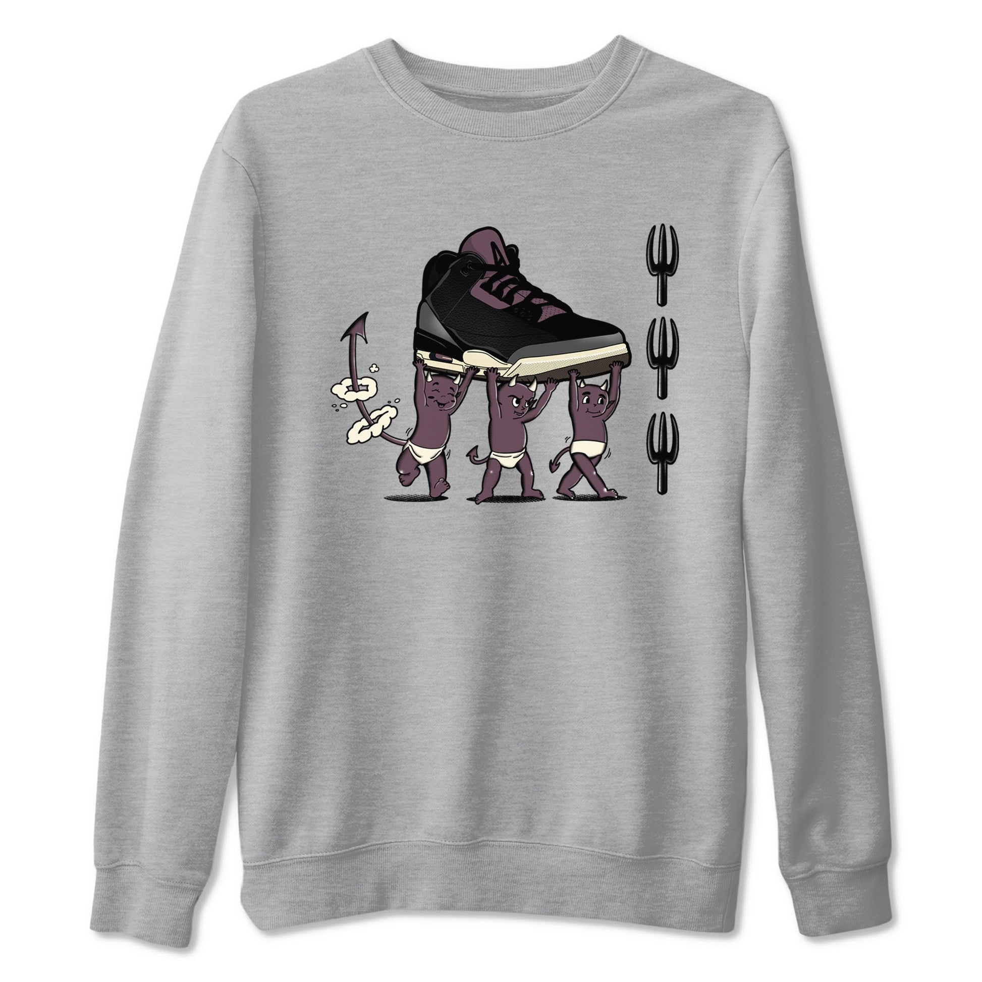 Air Jordan 3 A Ma Maniere Black shirts to match jordans Devil Babies sneaker match tees Air Jordan 3 A Ma Maniere x Black And Flat Pewter SNRT Sneaker Release Tees unisex cotton Heather Grey 2 crew neck shirts