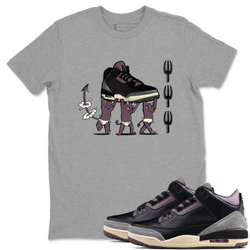 Air Jordan 3 A Ma Maniere Black shirts to match jordans Devil Babies sneaker match tees Air Jordan 3 A Ma Maniere x Black And Flat Pewter SNRT Sneaker Release Tees unisex cotton Heather Grey 1 crew neck shirts