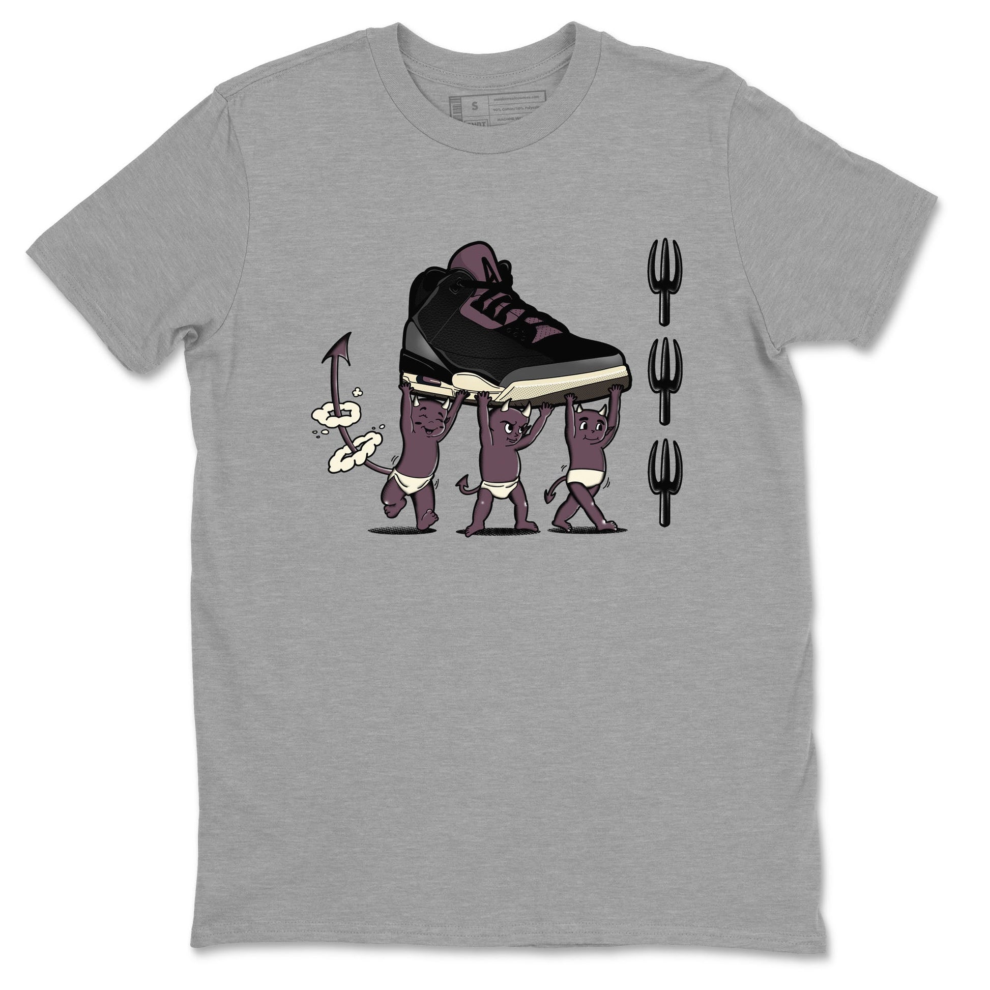 Air Jordan 3 A Ma Maniere Black shirts to match jordans Devil Babies sneaker match tees Air Jordan 3 A Ma Maniere x Black And Flat Pewter SNRT Sneaker Release Tees unisex cotton Heather Grey 2 crew neck shirts