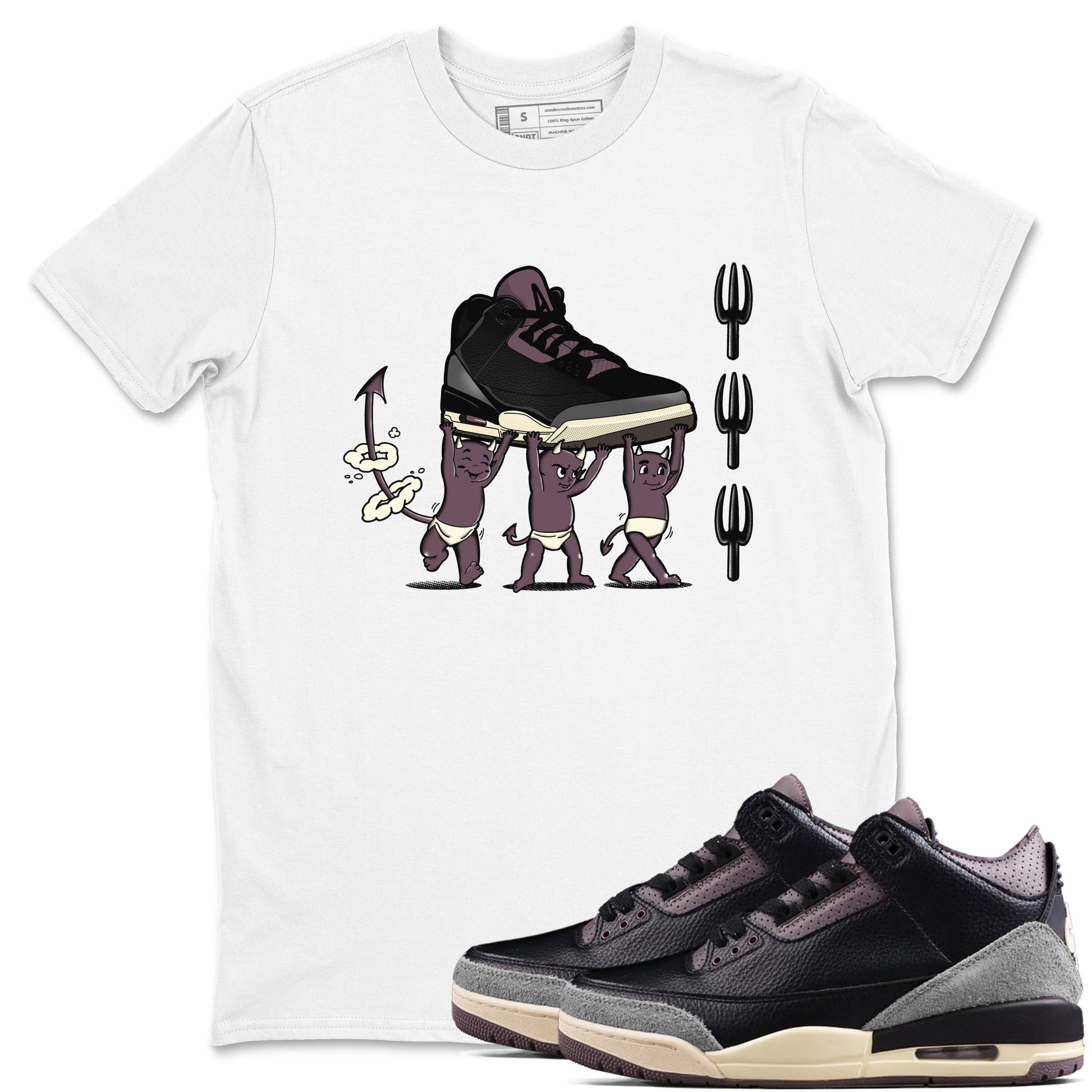 Air Jordan 3 A Ma Maniere Black shirts to match jordans Devil Babies sneaker match tees Air Jordan 3 A Ma Maniere x Black And Flat Pewter SNRT Sneaker Release Tees unisex cotton White 1 crew neck shirts