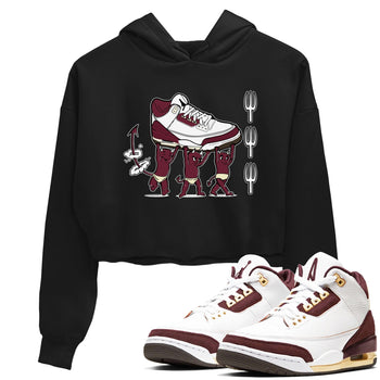 Air Jordan 3 A Ma Maniere Burgundy Crush shirts to match jordans Devil Babies sneaker match tees Air Jordan 3 A Ma Maniere x Burgundy Crush SNRT Sneaker Release Tees unisex cotton Black 1 Crop Shirts