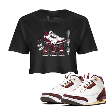 Air Jordan 3 A Ma Maniere Burgundy Crush shirts to match jordans Devil Babies sneaker match tees Air Jordan 3 A Ma Maniere x Burgundy Crush SNRT Sneaker Release Tees unisex cotton Black 1 Crop Shirts
