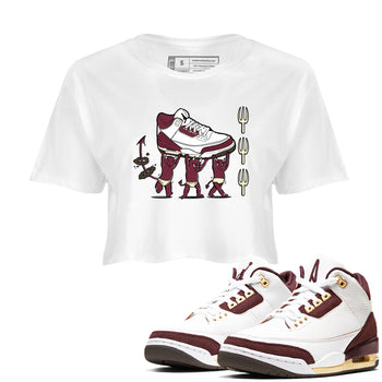 Air Jordan 3 A Ma Maniere Burgundy Crush shirts to match jordans Devil Babies sneaker match tees Air Jordan 3 A Ma Maniere x Burgundy Crush SNRT Sneaker Release Tees unisex cotton White 1 Crop Shirts