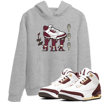 Air Jordan 3 A Ma Maniere Burgundy Crush shirts to match jordans Devil Babies sneaker match tees Air Jordan 3 A Ma Maniere x Burgundy Crush SNRT Sneaker Release Tees unisex cotton Heather Grey 1 crew neck shirts