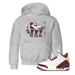 Air Jordan 3 A Ma Maniere Burgundy Crush shirts to match jordans Devil Babies sneaker match tees Air Jordan 3 A Ma Maniere x Burgundy Crush SNRT Sneaker Release Tees Youth Baby Heather Grey 1 crew neck shirts