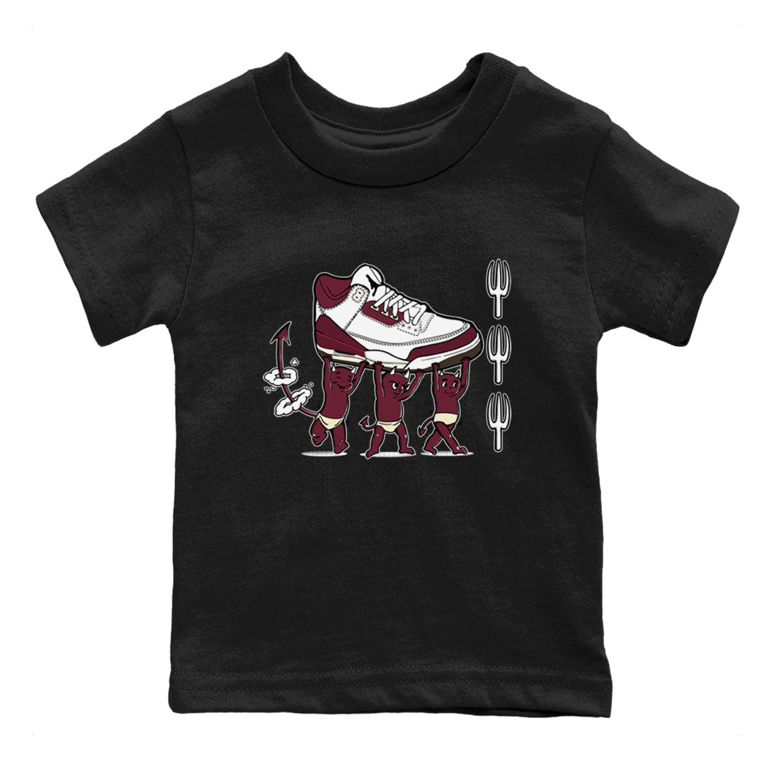 Air Jordan 3 A Ma Maniere Burgundy Crush shirts to match jordans Devil Babies sneaker match tees Air Jordan 3 A Ma Maniere x Burgundy Crush SNRT Sneaker Release Tees Youth Baby Black 2 crew neck shirts