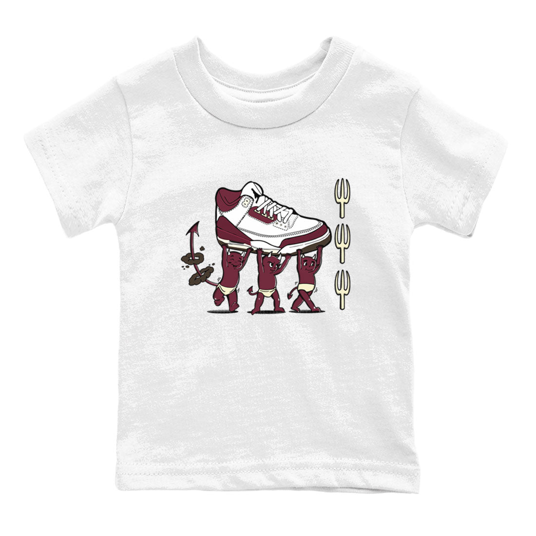 Air Jordan 3 A Ma Maniere Burgundy Crush shirts to match jordans Devil Babies sneaker match tees Air Jordan 3 A Ma Maniere x Burgundy Crush SNRT Sneaker Release Tees Youth Baby White 2 crew neck shirts