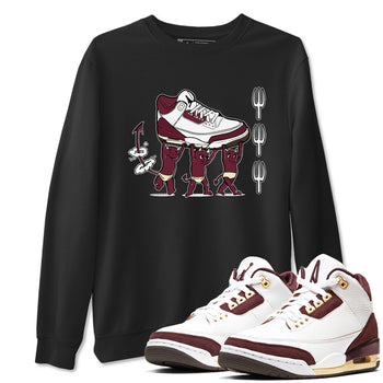 Air Jordan 3 A Ma Maniere Burgundy Crush shirts to match jordans Devil Babies sneaker match tees Air Jordan 3 A Ma Maniere x Burgundy Crush SNRT Sneaker Release Tees unisex cotton Black 1 crew neck shirts