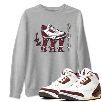 Air Jordan 3 A Ma Maniere Burgundy Crush shirts to match jordans Devil Babies sneaker match tees Air Jordan 3 A Ma Maniere x Burgundy Crush SNRT Sneaker Release Tees unisex cotton Heather Grey 1 crew neck shirts
