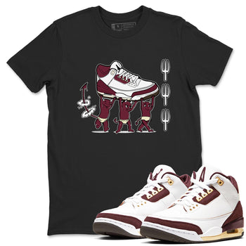 Air Jordan 3 A Ma Maniere Burgundy Crush shirts to match jordans Devil Babies sneaker match tees Air Jordan 3 A Ma Maniere x Burgundy Crush SNRT Sneaker Release Tees unisex cotton Black 1 crew neck shirts