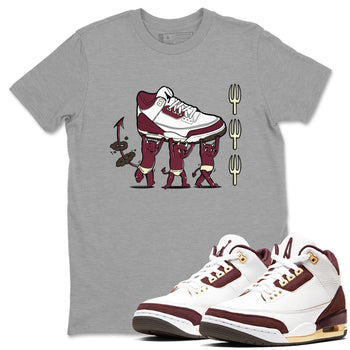 Air Jordan 3 A Ma Maniere Burgundy Crush shirts to match jordans Devil Babies sneaker match tees Air Jordan 3 A Ma Maniere x Burgundy Crush SNRT Sneaker Release Tees unisex cotton Heather Grey 1 crew neck shirts