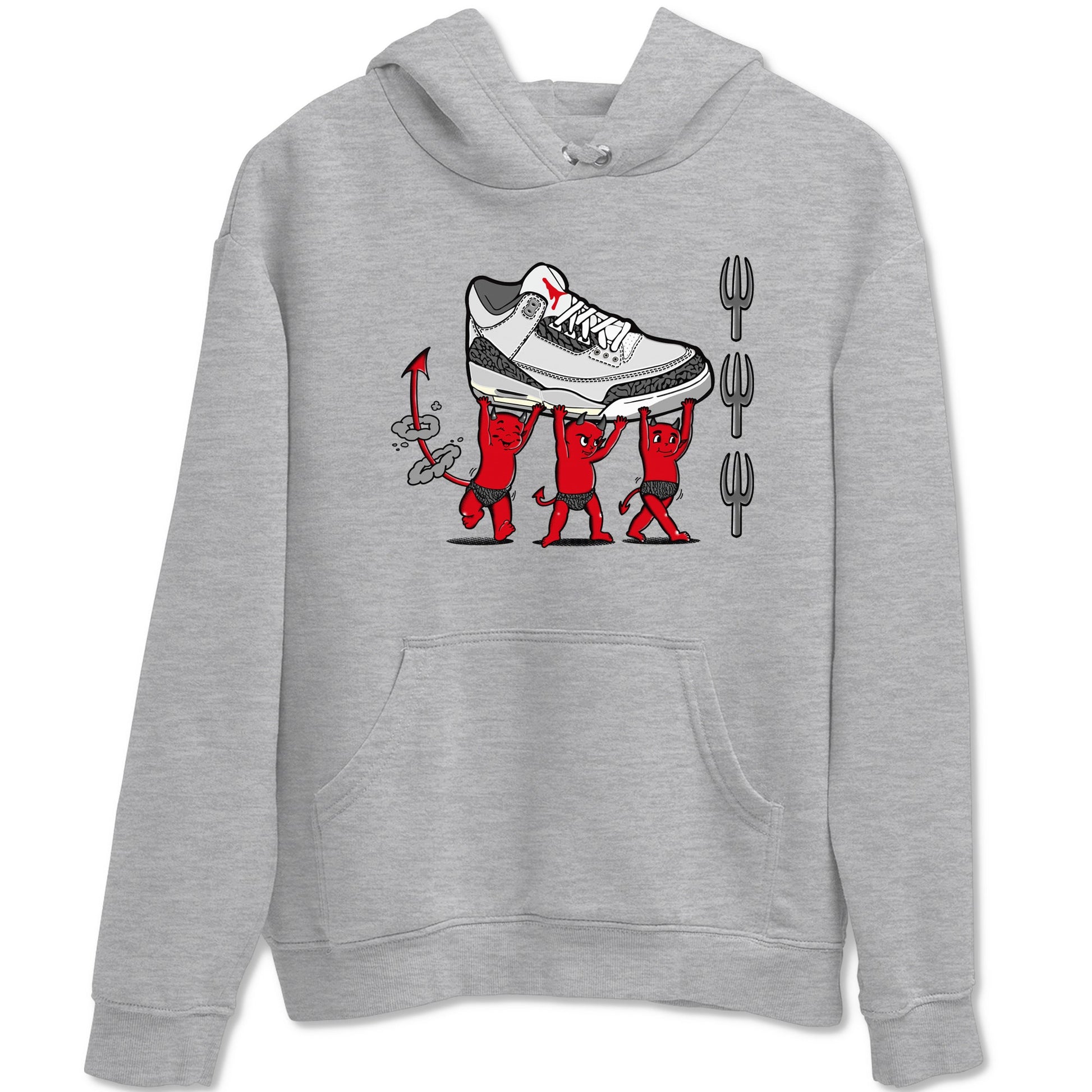 3s Cement Grey shirts to match jordans Devil Babies sneaker match tees Air Jordan 3 Cement Grey SNRT Sneaker Release Tees unisex cotton Heather Grey 2 crew neck shirts