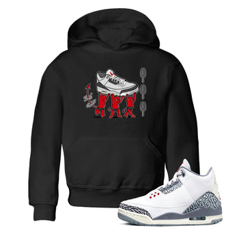 3s Cement Grey shirts to match jordans Devil Babies sneaker match tees Air Jordan 3 Cement Grey SNRT Sneaker Release Tees Youth Baby Black 1 crew neck shirts