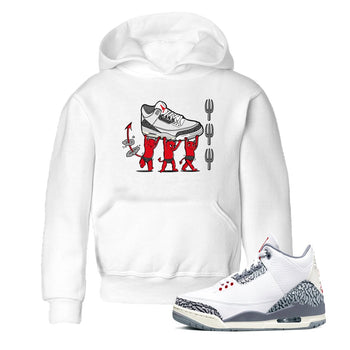3s Cement Grey shirts to match jordans Devil Babies sneaker match tees Air Jordan 3 Cement Grey SNRT Sneaker Release Tees Youth Baby White 1 crew neck shirts