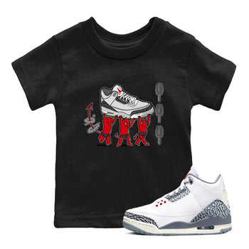 3s Cement Grey shirts to match jordans Devil Babies sneaker match tees Air Jordan 3 Cement Grey SNRT Sneaker Release Tees Youth Baby Black 1 crew neck shirts