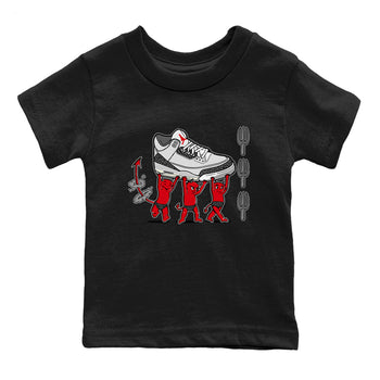 3s Cement Grey shirts to match jordans Devil Babies sneaker match tees Air Jordan 3 Cement Grey SNRT Sneaker Release Tees Youth Baby Black 2 crew neck shirts