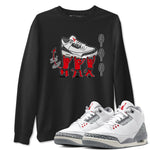 3s Cement Grey shirts to match jordans Devil Babies sneaker match tees Air Jordan 3 Cement Grey SNRT Sneaker Release Tees unisex cotton Black 1 crew neck shirts