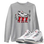 3s Cement Grey shirts to match jordans Devil Babies sneaker match tees Air Jordan 3 Cement Grey SNRT Sneaker Release Tees unisex cotton Heather Grey 1 crew neck shirts