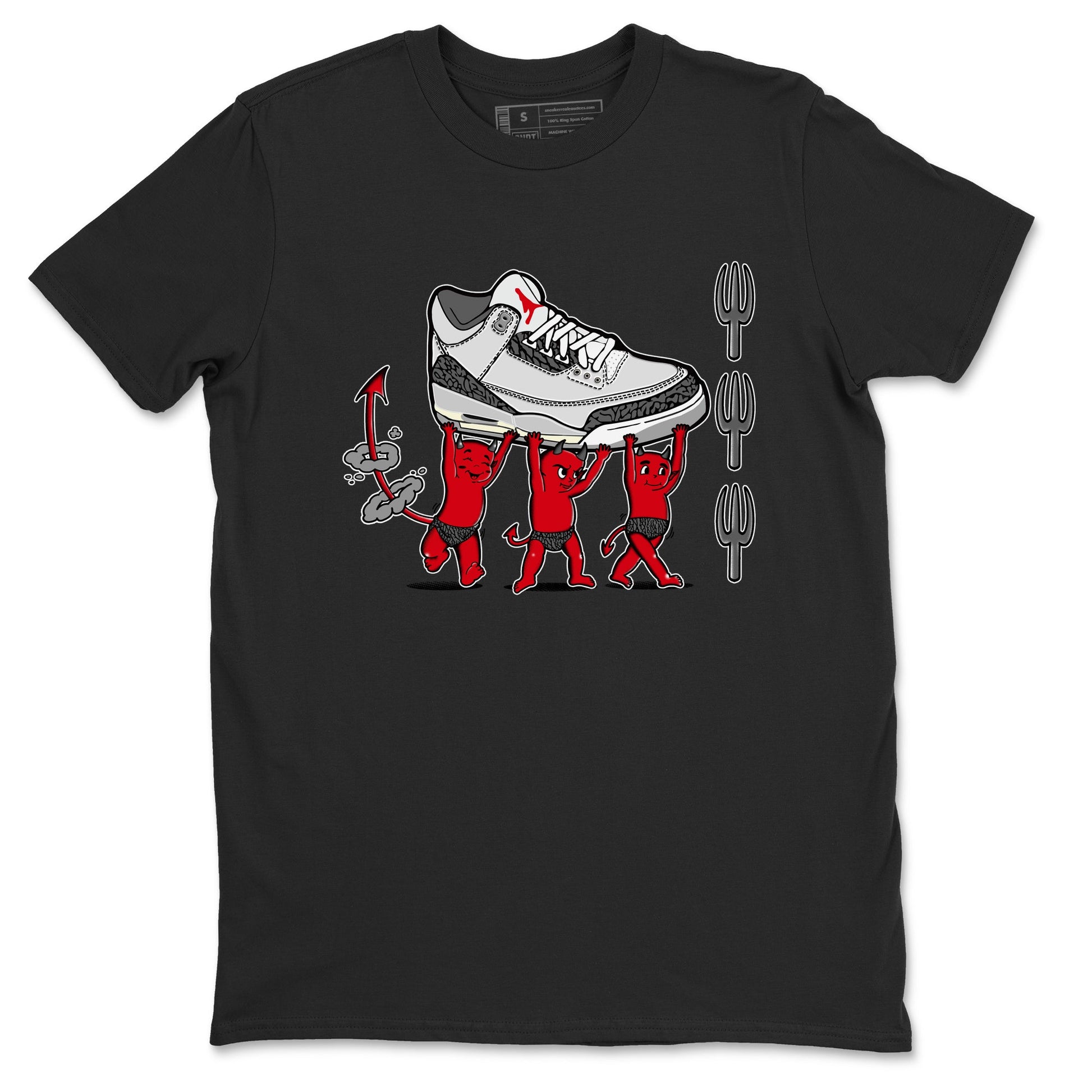 3s Cement Grey shirts to match jordans Devil Babies sneaker match tees Air Jordan 3 Cement Grey SNRT Sneaker Release Tees unisex cotton Black 2 crew neck shirts