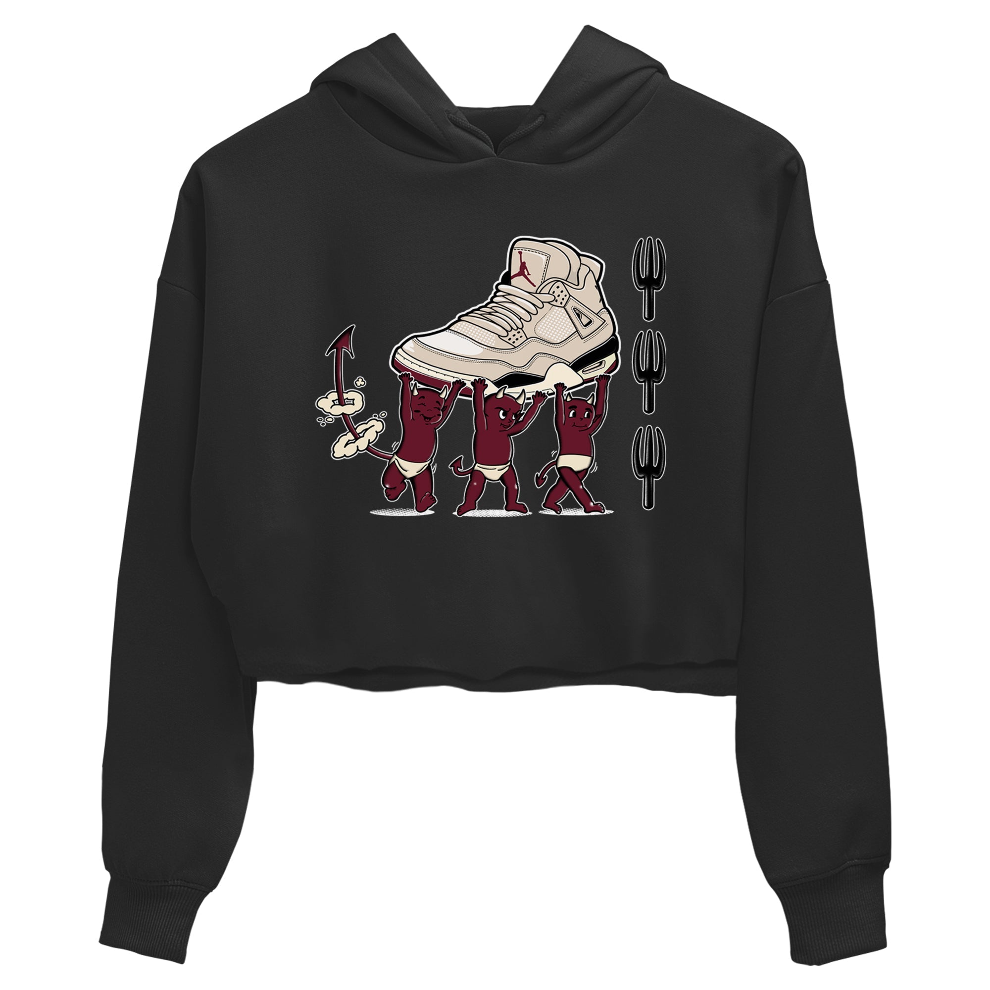 4s A Ma Maniere x Fossil Stone shirts to match jordans Devil Babies sneaker match tees 4s A Ma Maniere x Fossil Stone match shoes to clothes SNRT Sneaker Tees unisex cotton Black 2 crop tee