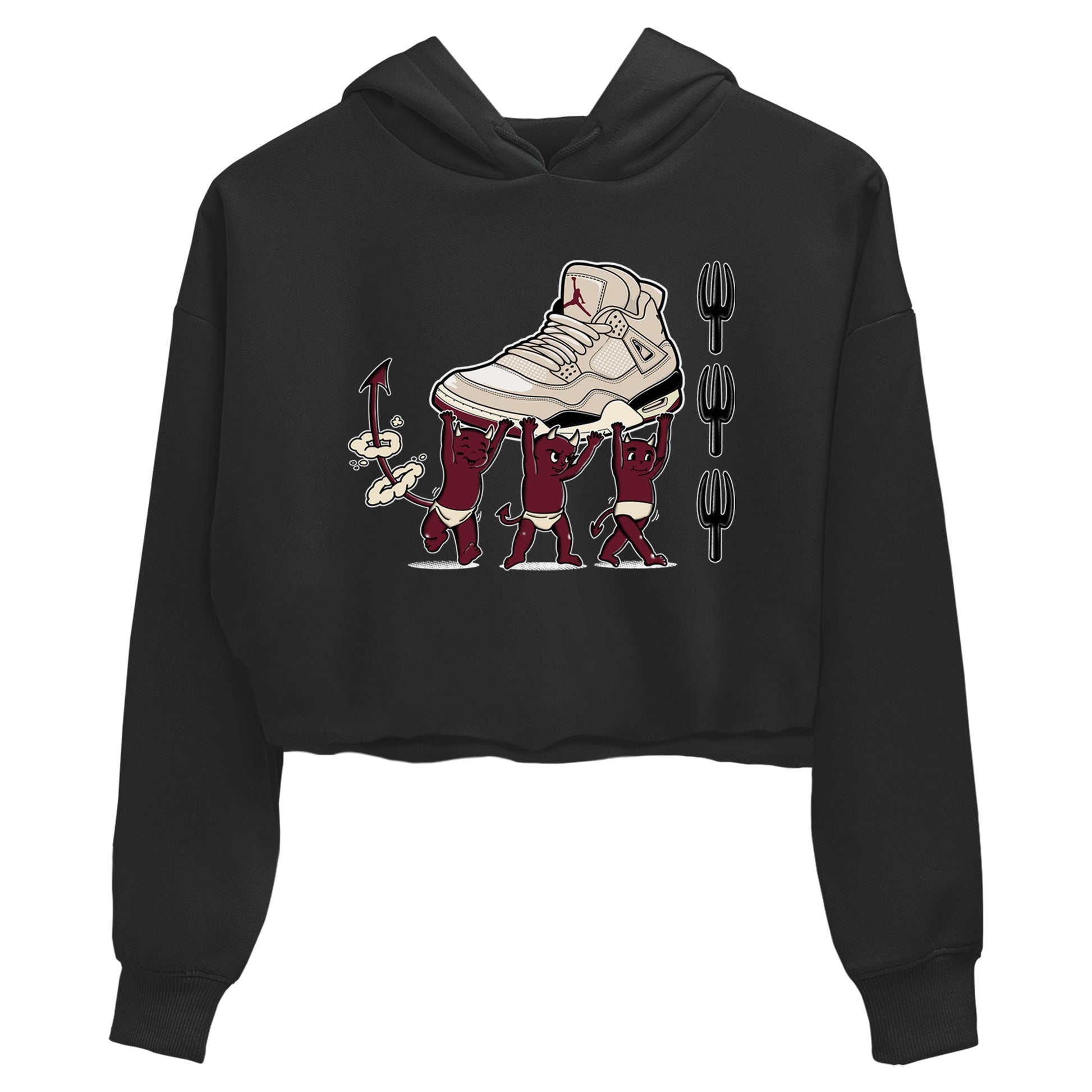 4s A Ma Maniere x Fossil Stone shirts to match jordans Devil Babies sneaker match tees 4s A Ma Maniere x Fossil Stone match shoes to clothes SNRT Sneaker Tees unisex cotton Black 2 crop tee