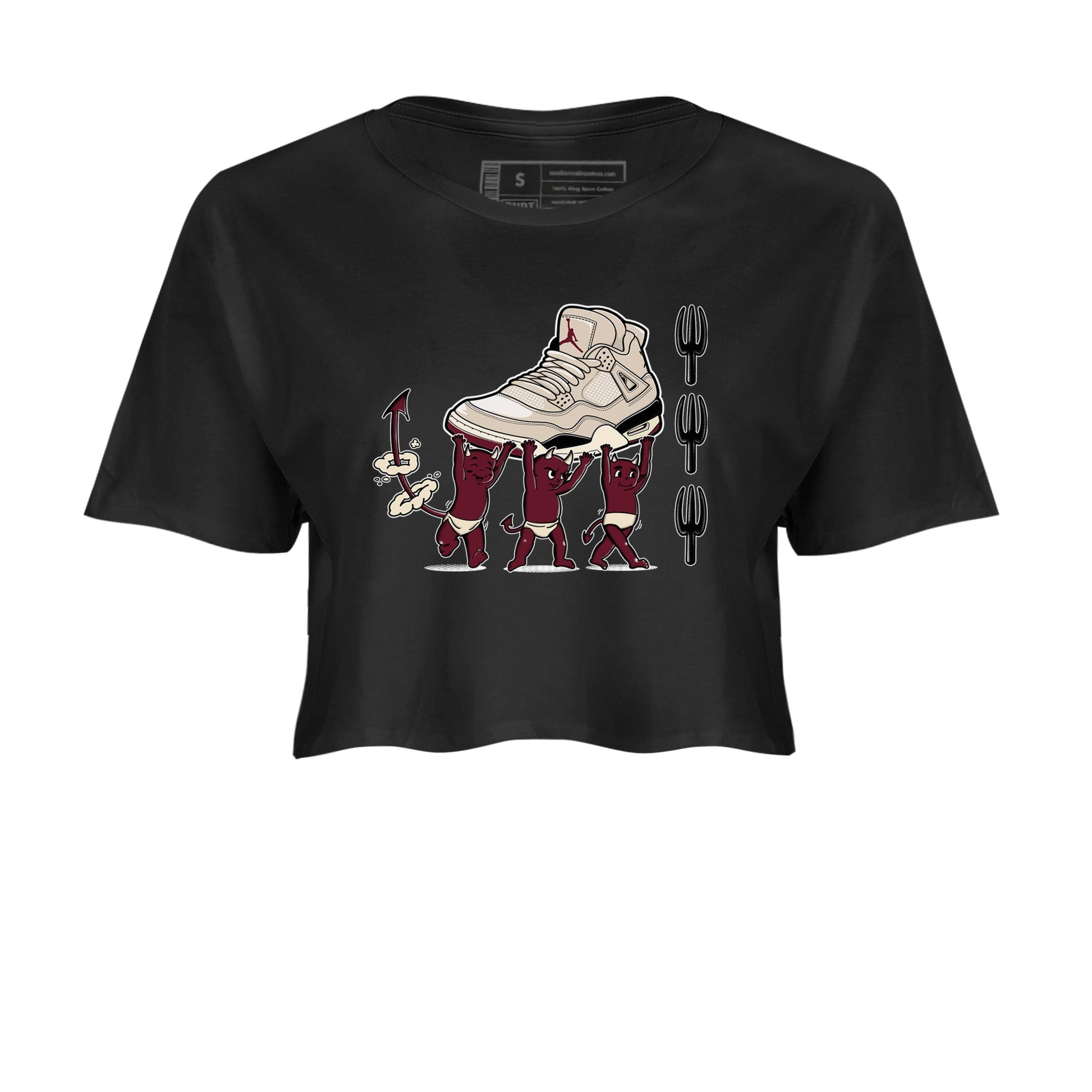 4s A Ma Maniere x Fossil Stone shirts to match jordans Devil Babies sneaker match tees 4s A Ma Maniere x Fossil Stone match shoes to clothes SNRT Sneaker Tees unisex cotton Black 2 crop tee