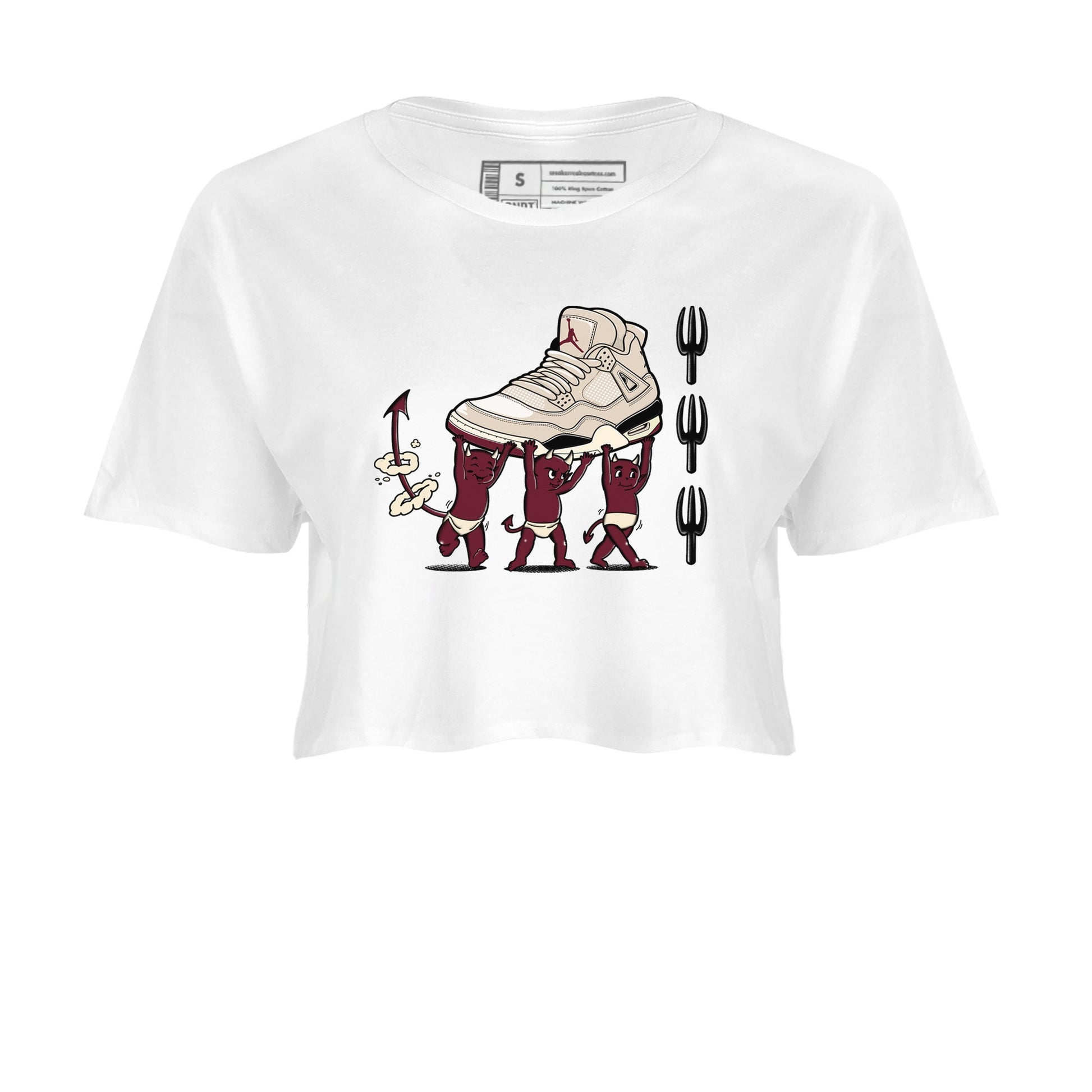 4s A Ma Maniere x Fossil Stone shirts to match jordans Devil Babies sneaker match tees 4s A Ma Maniere x Fossil Stone match shoes to clothes SNRT Sneaker Tees unisex cotton White 2 crop tee