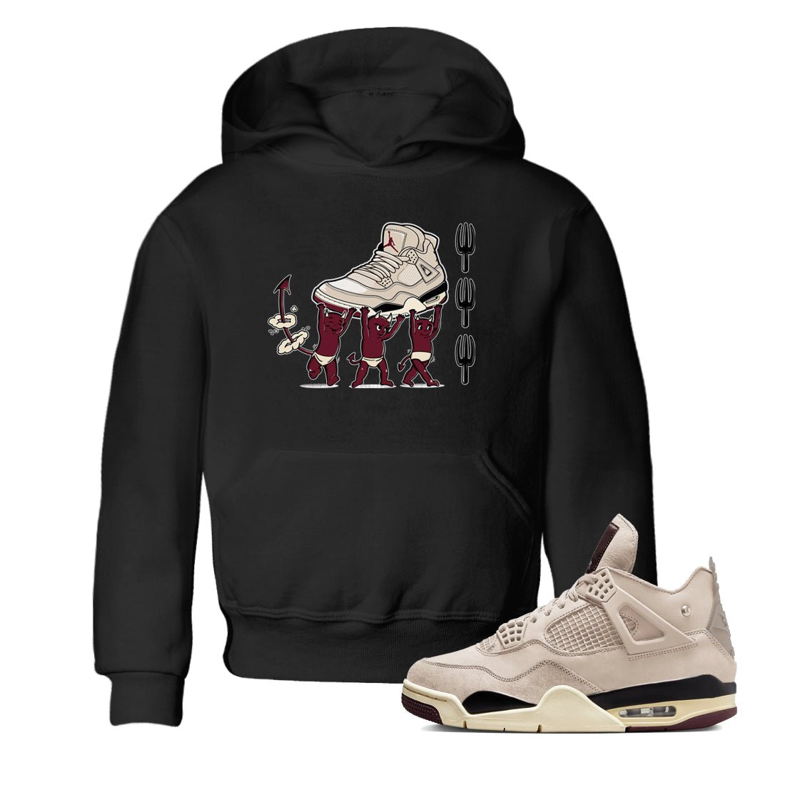 4s A Ma Maniere x Fossil Stone shirts to match jordans Devil Babies sneaker match tees 4s A Ma Maniere x Fossil Stone match shoes to clothes SNRT Sneaker Tees Youth Baby Black 1 tee