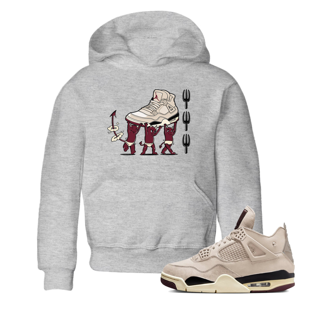 4s A Ma Maniere x Fossil Stone shirts to match jordans Devil Babies sneaker match tees 4s A Ma Maniere x Fossil Stone match shoes to clothes SNRT Sneaker Tees Youth Baby Heather Grey 1 tee