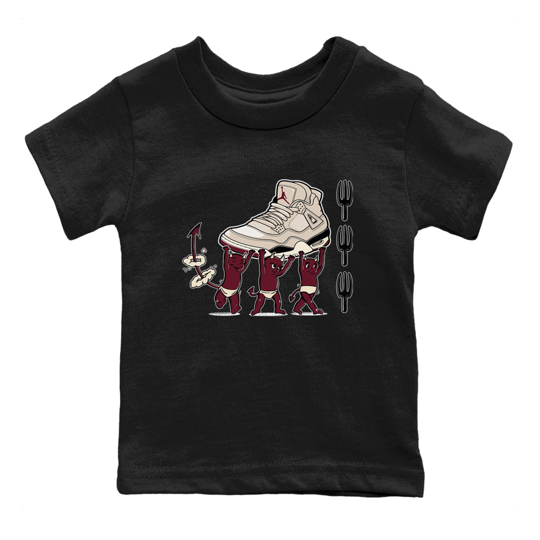 4s A Ma Maniere x Fossil Stone shirts to match jordans Devil Babies sneaker match tees 4s A Ma Maniere x Fossil Stone match shoes to clothes SNRT Sneaker Tees Youth Baby Black 2 tee