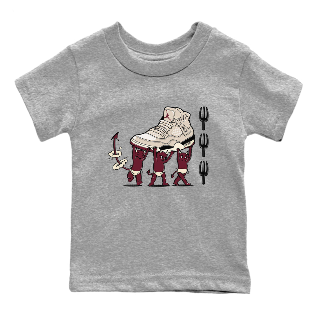 4s A Ma Maniere x Fossil Stone shirts to match jordans Devil Babies sneaker match tees 4s A Ma Maniere x Fossil Stone match shoes to clothes SNRT Sneaker Tees Youth Baby Heather Grey 2 tee
