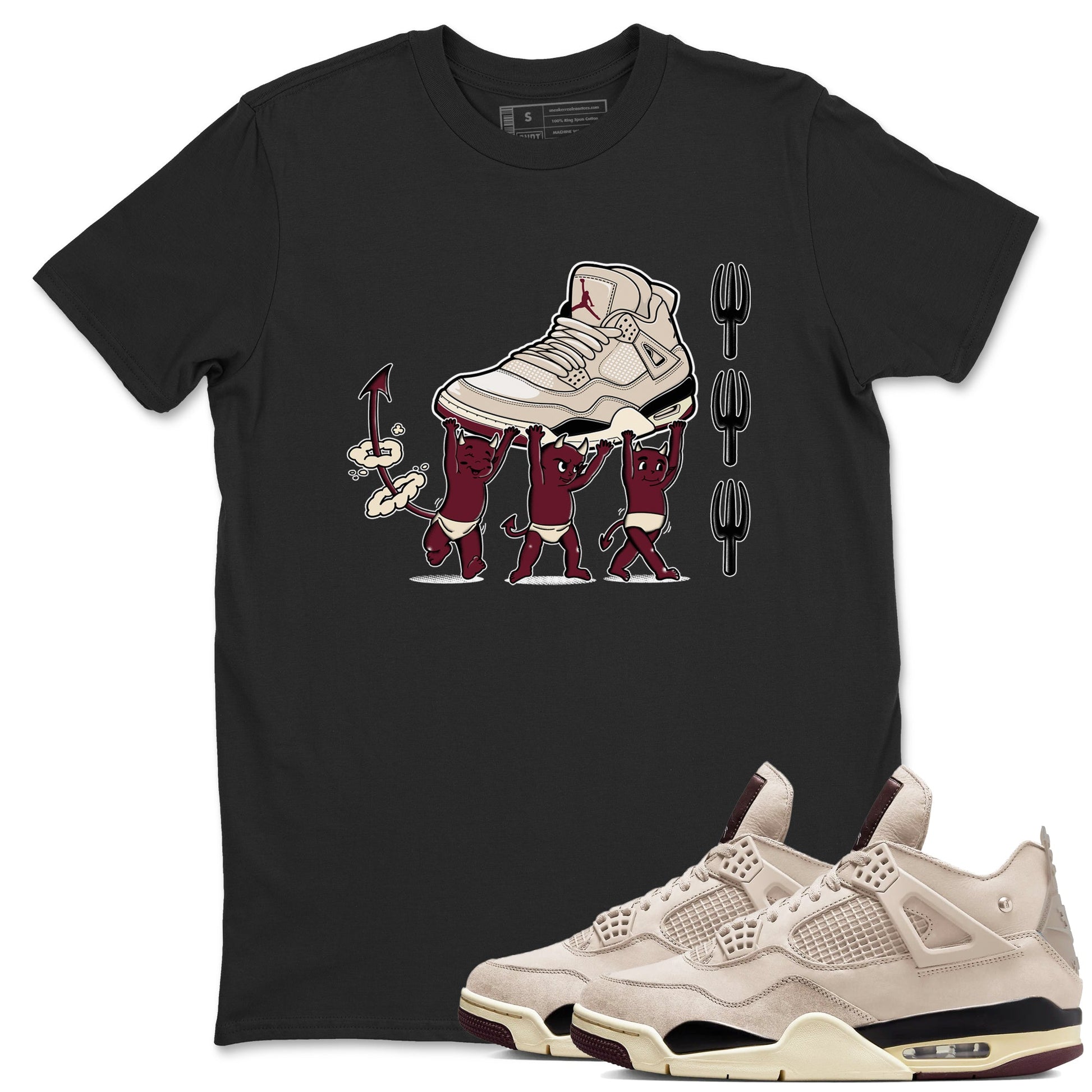 4s A Ma Maniere x Fossil Stone shirts to match jordans Devil Babies sneaker match tees 4s A Ma Maniere x Fossil Stone match shoes to clothes SNRT Sneaker Tees unisex cotton Black 1 shirts