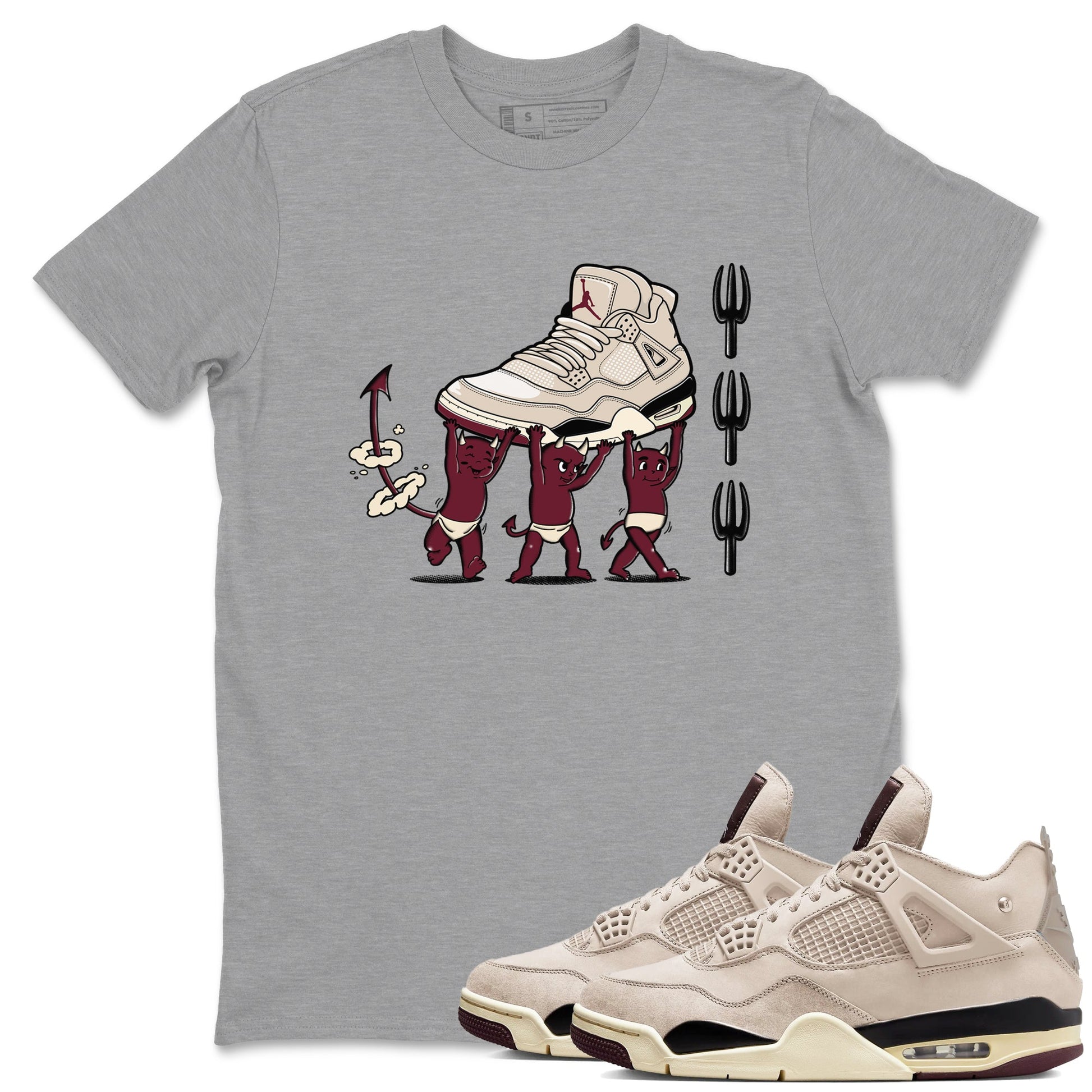 4s A Ma Maniere x Fossil Stone shirts to match jordans Devil Babies sneaker match tees 4s A Ma Maniere x Fossil Stone match shoes to clothes SNRT Sneaker Tees unisex cotton Heather Grey 1 shirts