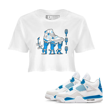 4s Military Blue shirts to match jordans Devil Babies sneaker match tees Air Jordan 4 Military Blue SNRT Sneaker Release Tees unisex cotton White 1 Crop Shirts