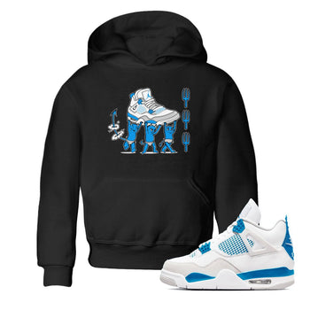 4s Military Blue shirts to match jordans Devil Babies sneaker match tees Air Jordan 4 Military Blue SNRT Sneaker Release Tees Youth Baby Black 1 crew neck shirts